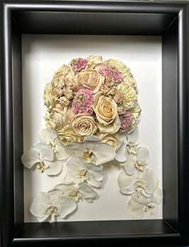 Shadow Box black frame with pink rose